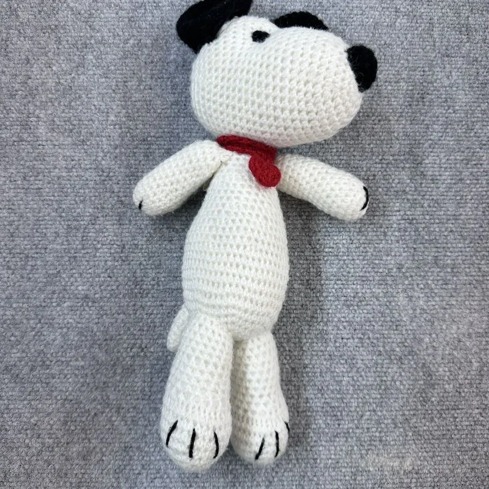 Crochet Snoopy Stuffed Animal 12” Made In Ireland Peanuts Handmade - Read Descpt